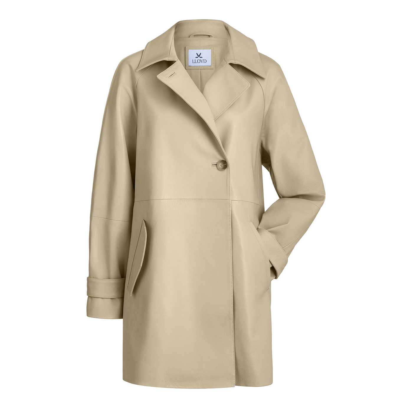 LLOYD Unisex MANTEAU EN CUIR Blanc 44 Cuir lisse